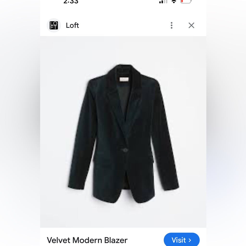 Loft The Modern Velvet Blazer- Nwot. Retail 150